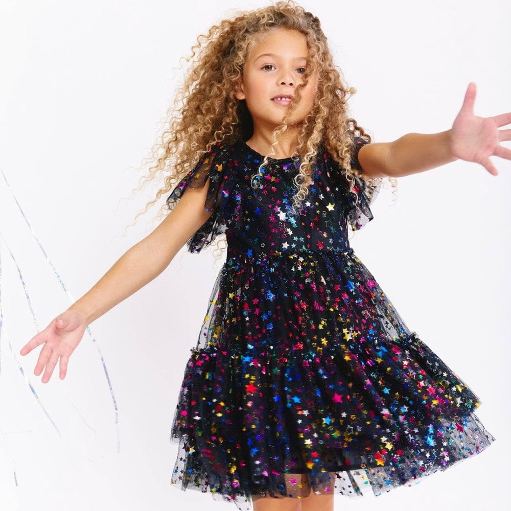 Lola and the Boys Shining Rainbow Star Tulle Dress. Size 4T